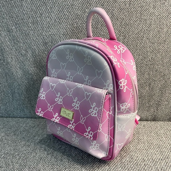 Betsey Johnson Pink and White Dome Backpack with Monogram - Picture 2 of 16